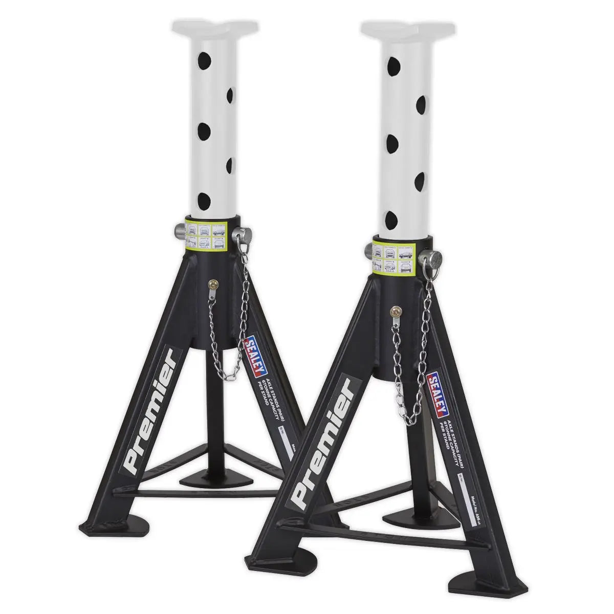 Sealey Premier Premier Axle Stands (Pair) 6 Tonne Capacity per Stand - White 