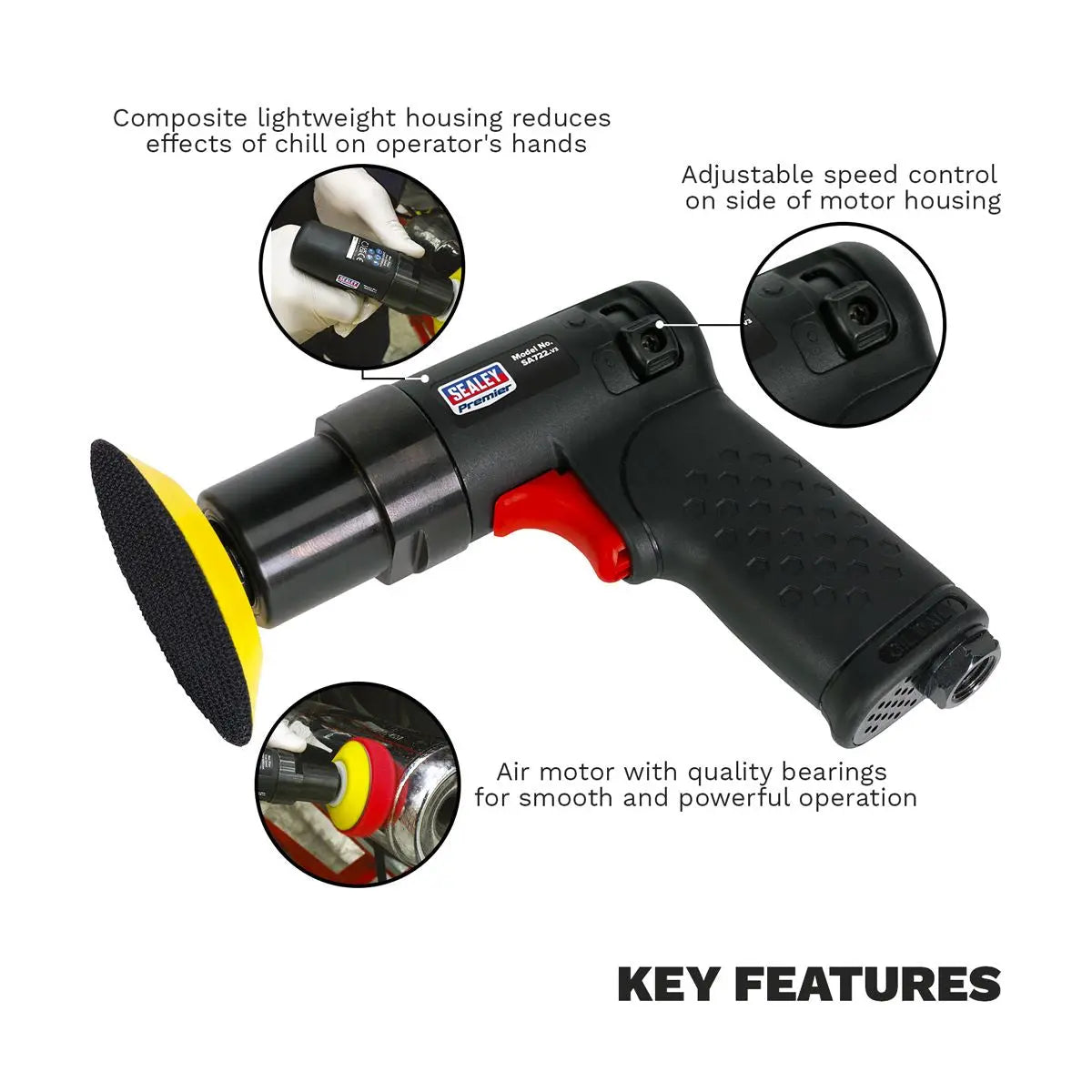 Sealey Premier Premier Composite Mini Air Polisher Ø75mm 