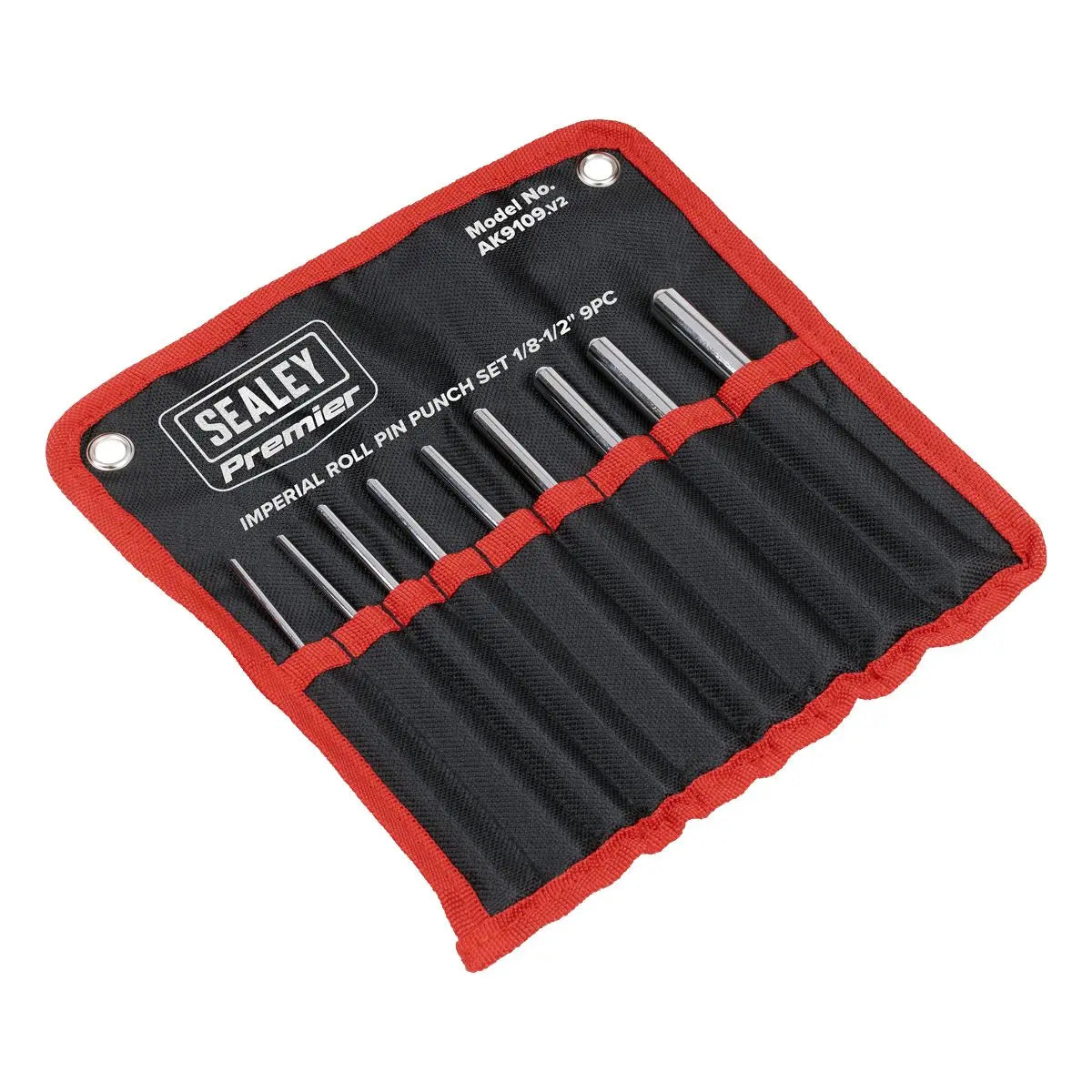 Sealey Premier Roll Pin Punch Set Imperial 1/8-1/2" 9pc  White Rose Tools