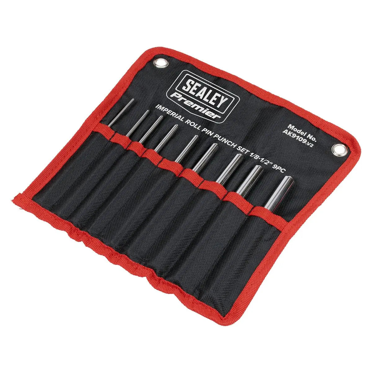 Sealey Premier Roll Pin Punch Set Imperial 1/8-1/2" 9pc  White Rose Tools