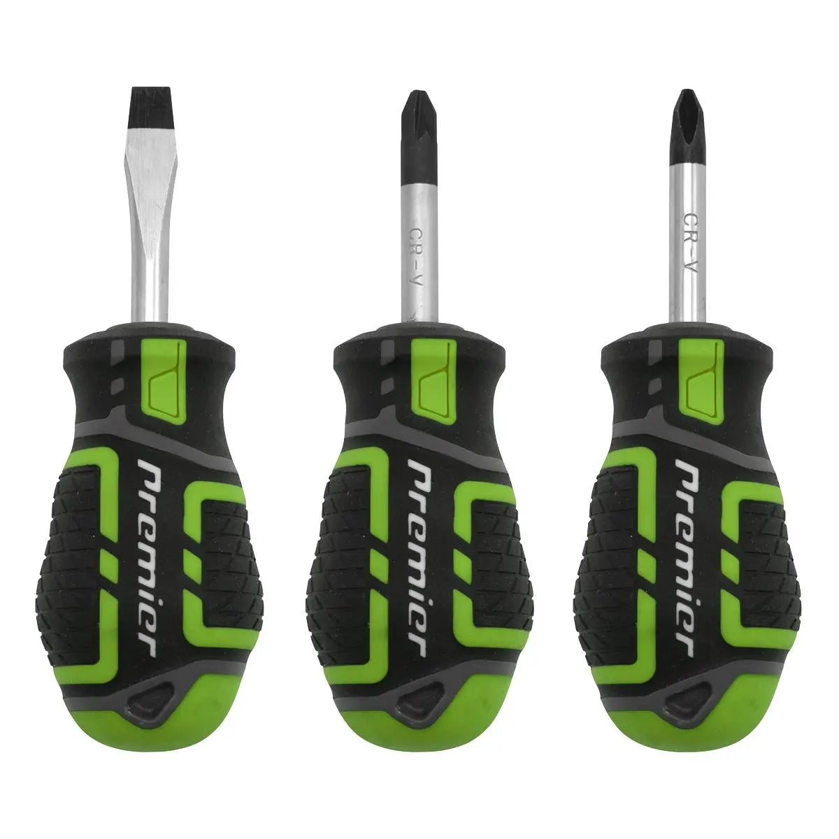 Sealey Premier Screwdriver Set 3pc GripMAX® Stubby - Hi Vis 