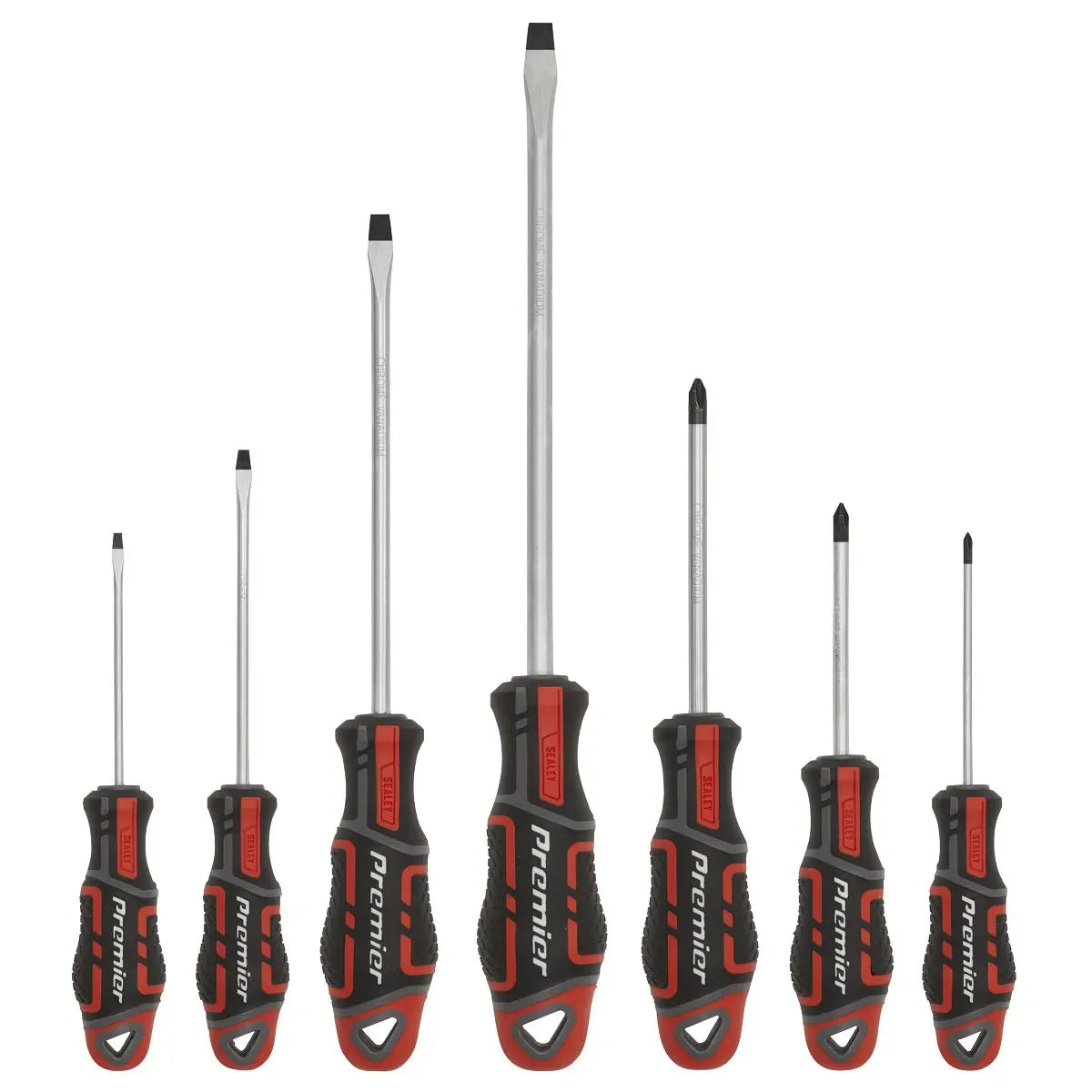Sealey Premier Screwdriver Set 7pc GripMAX® - Red  White Rose Tools