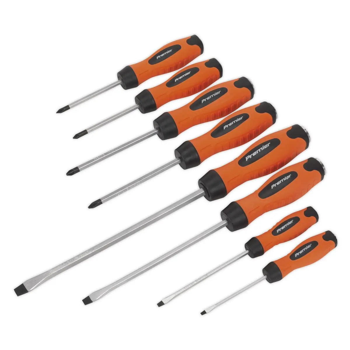 Sealey Premier Screwdriver Set 8pc Hammer-Thru Hi-Vis Orange 
