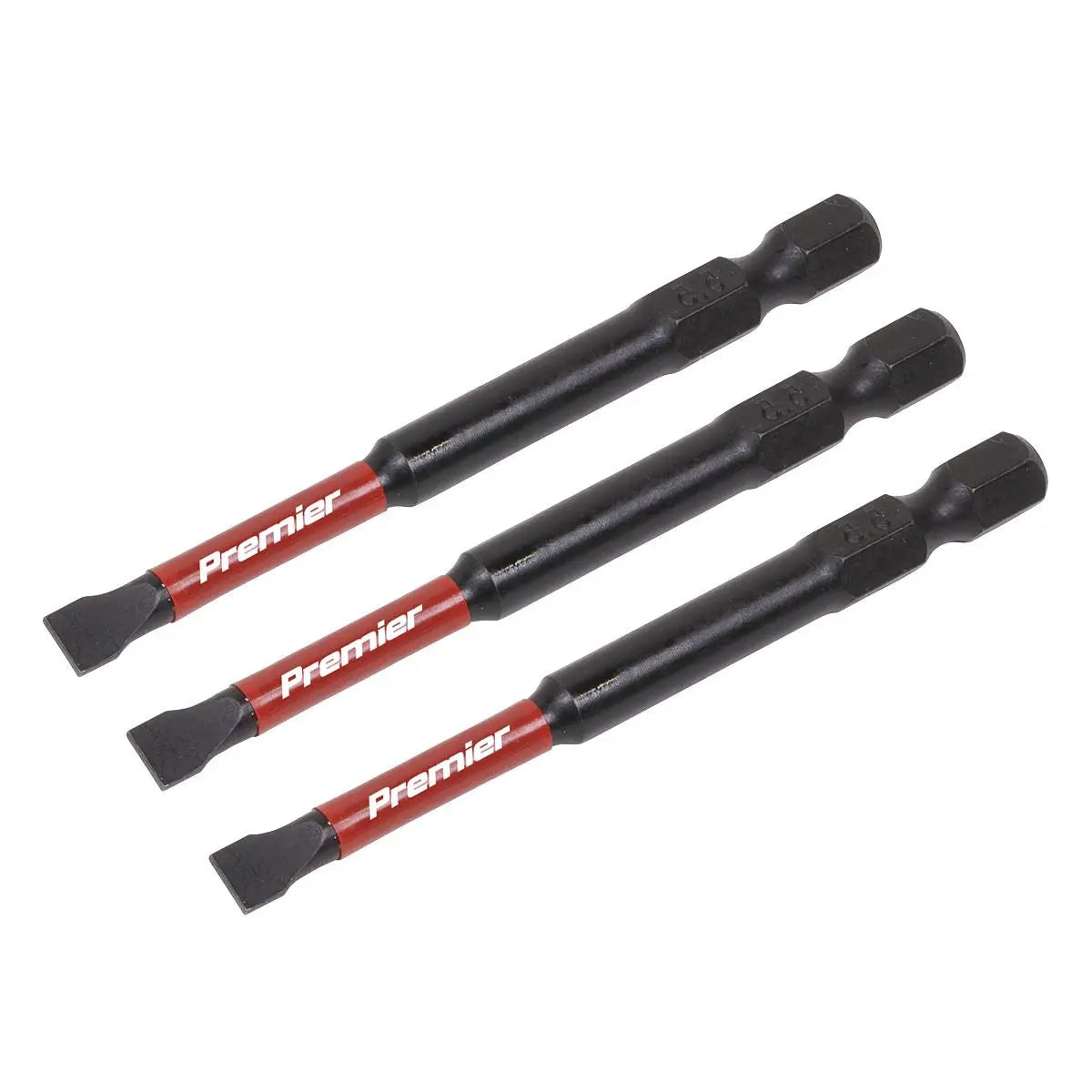 Sealey Premier Slotted 5.5mm Impact Power Tool Bits 75mm - 3pc 