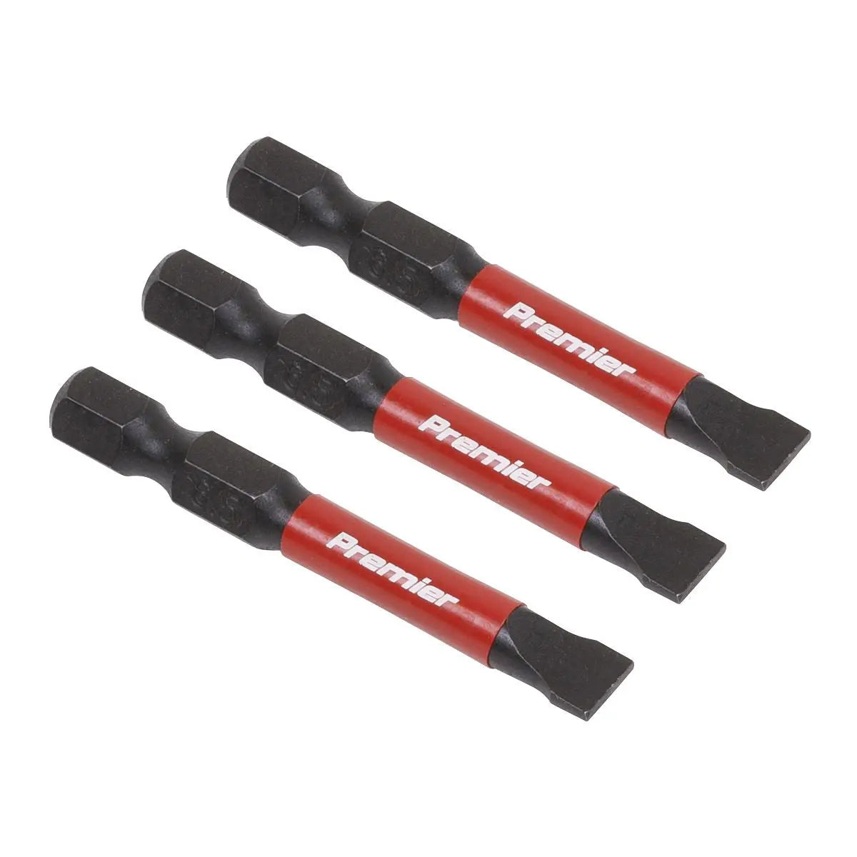 Sealey Premier Slotted 6.5mm Impact Power Tool Bits 50mm - 3pc 