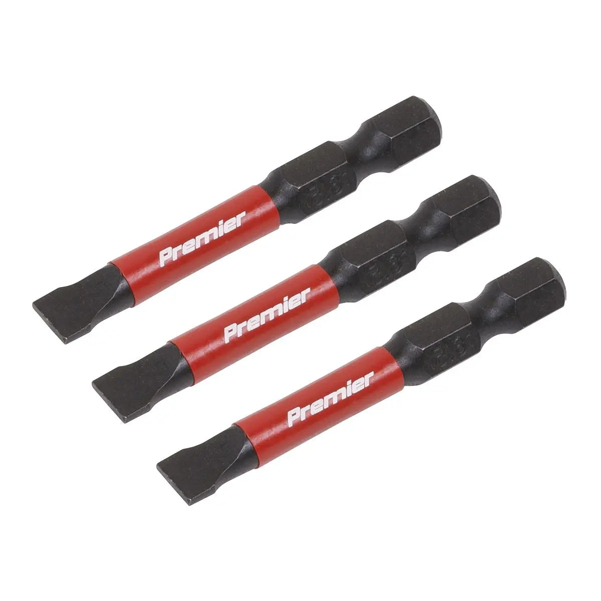 Sealey Premier Slotted 6.5mm Impact Power Tool Bits 50mm - 3pc 