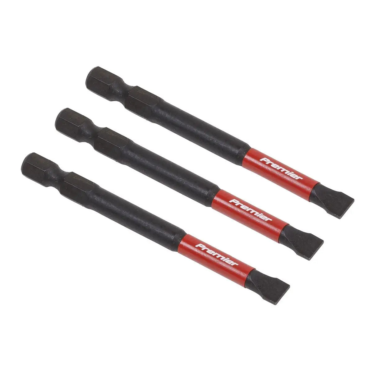 Sealey Premier Slotted 6.5mm Impact Power Tool Bits 75mm - 3pc 
