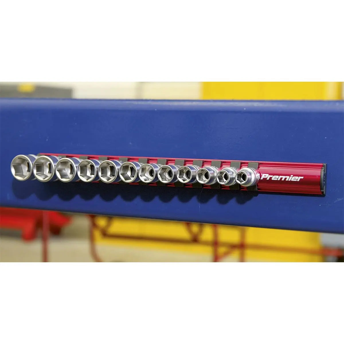 Sealey Premier Socket Retaining Rail Magnetic 3/8"Sq Drive 12 Clips 