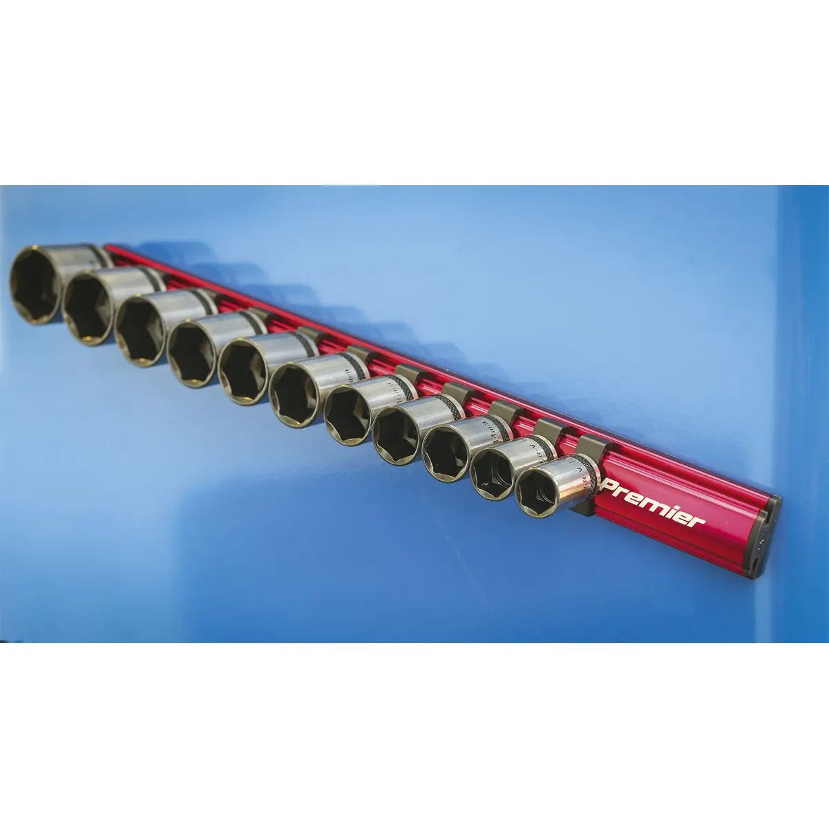 Sealey Premier Socket Retaining Rail Magnetic 3/8"Sq Drive 12 Clips 