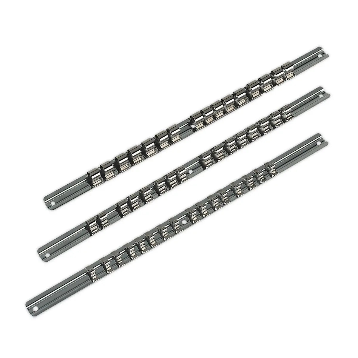 Sealey Premier Socket Retaining Rail Set 3pc 1/4", 3/8" & 1/2"Sq Drive 