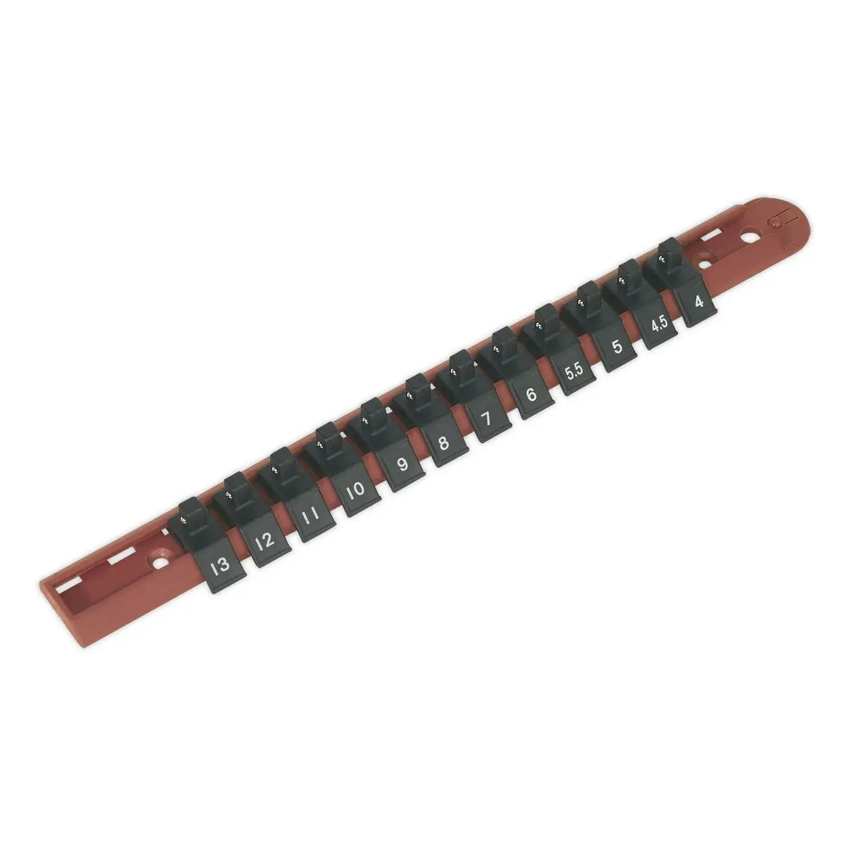 Sealey Premier Socket Retaining Rail with 12 Clips 1/4"Sq Drive 