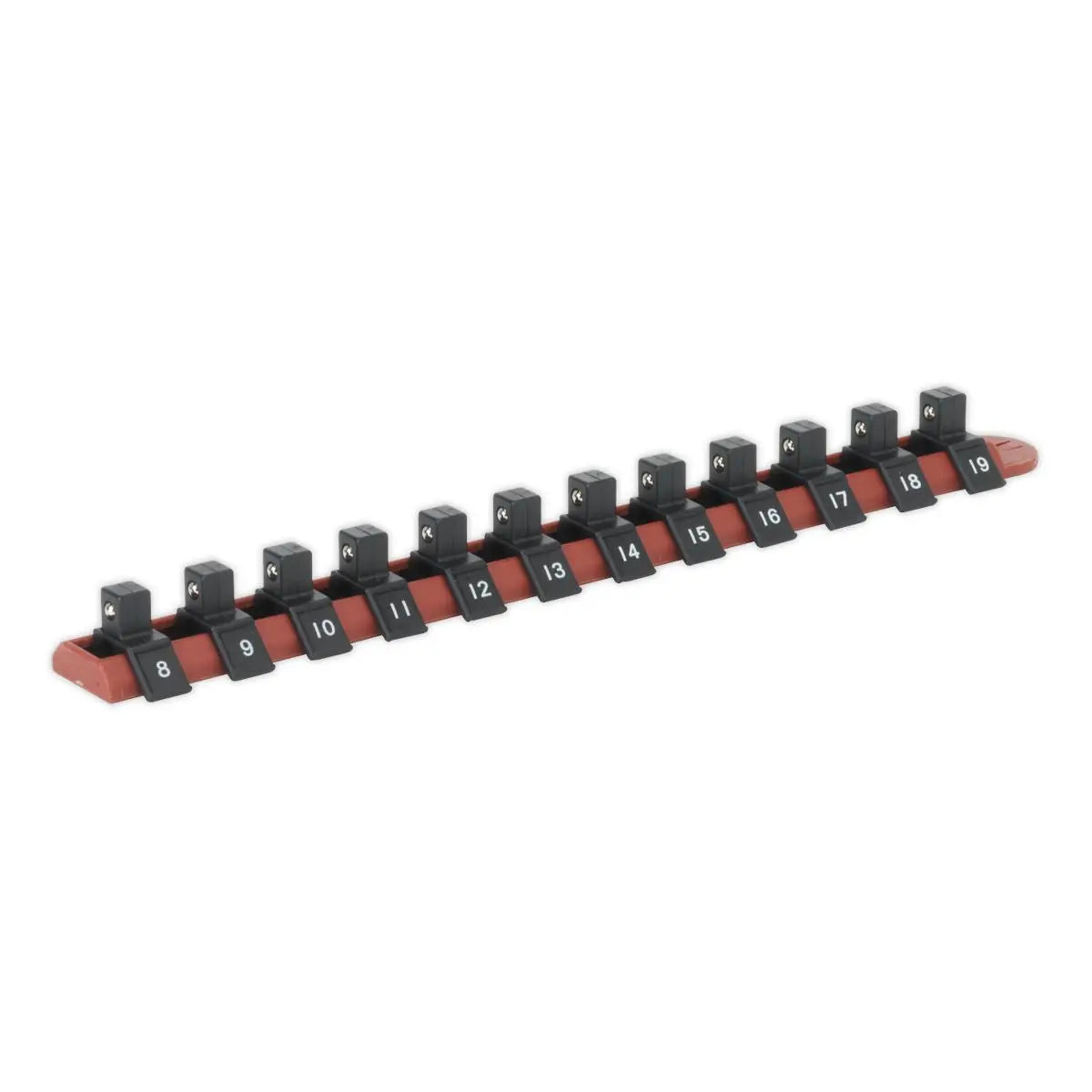 Sealey Premier Socket Retaining Rail with 12 Clips 3/8"Sq Drive 