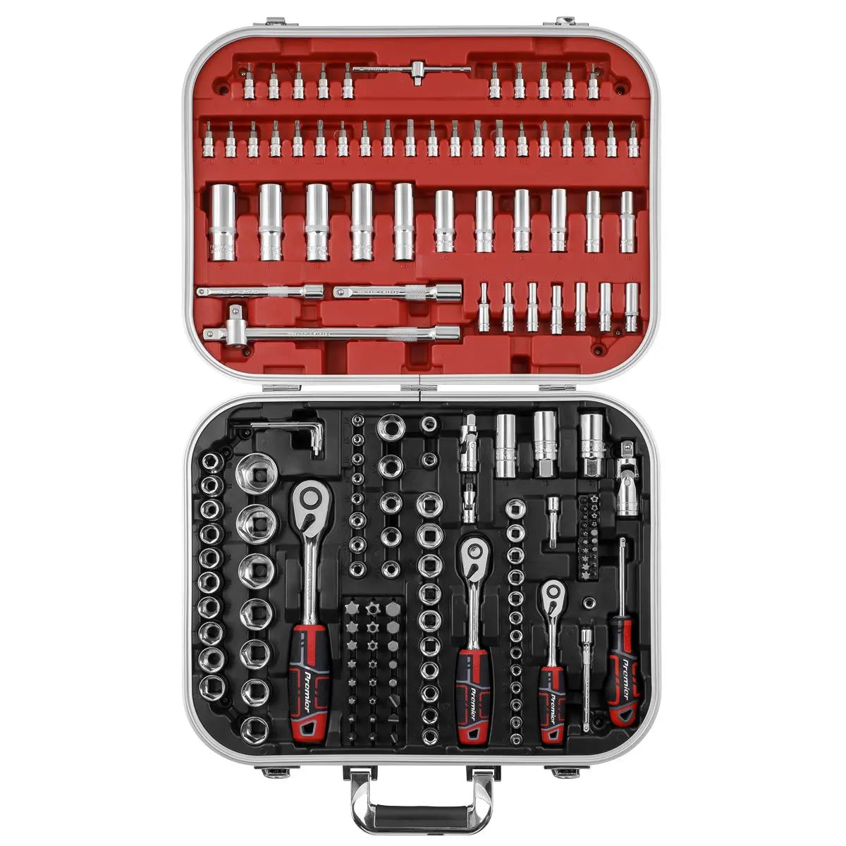 Sealey Premier Socket Set 172pc 1/4", 3/8" & 1/2"Sq Drive WallDrive®  White Rose Tools