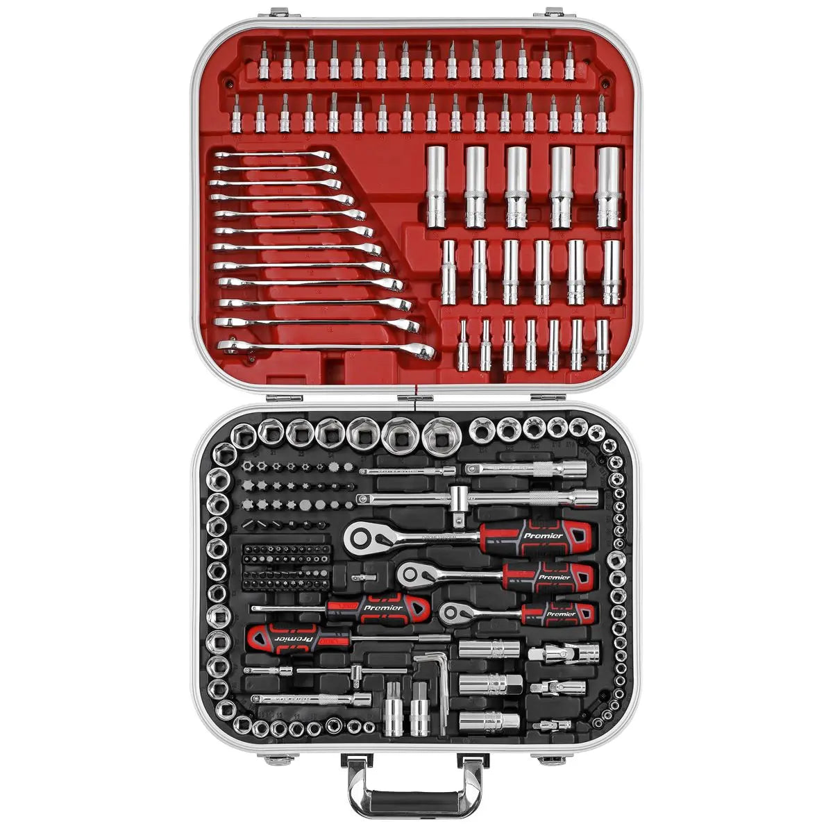Sealey Premier Socket Set 216pc 1/4", 3/8" & 1/2"Sq Drive WallDrive®  White Rose Tools