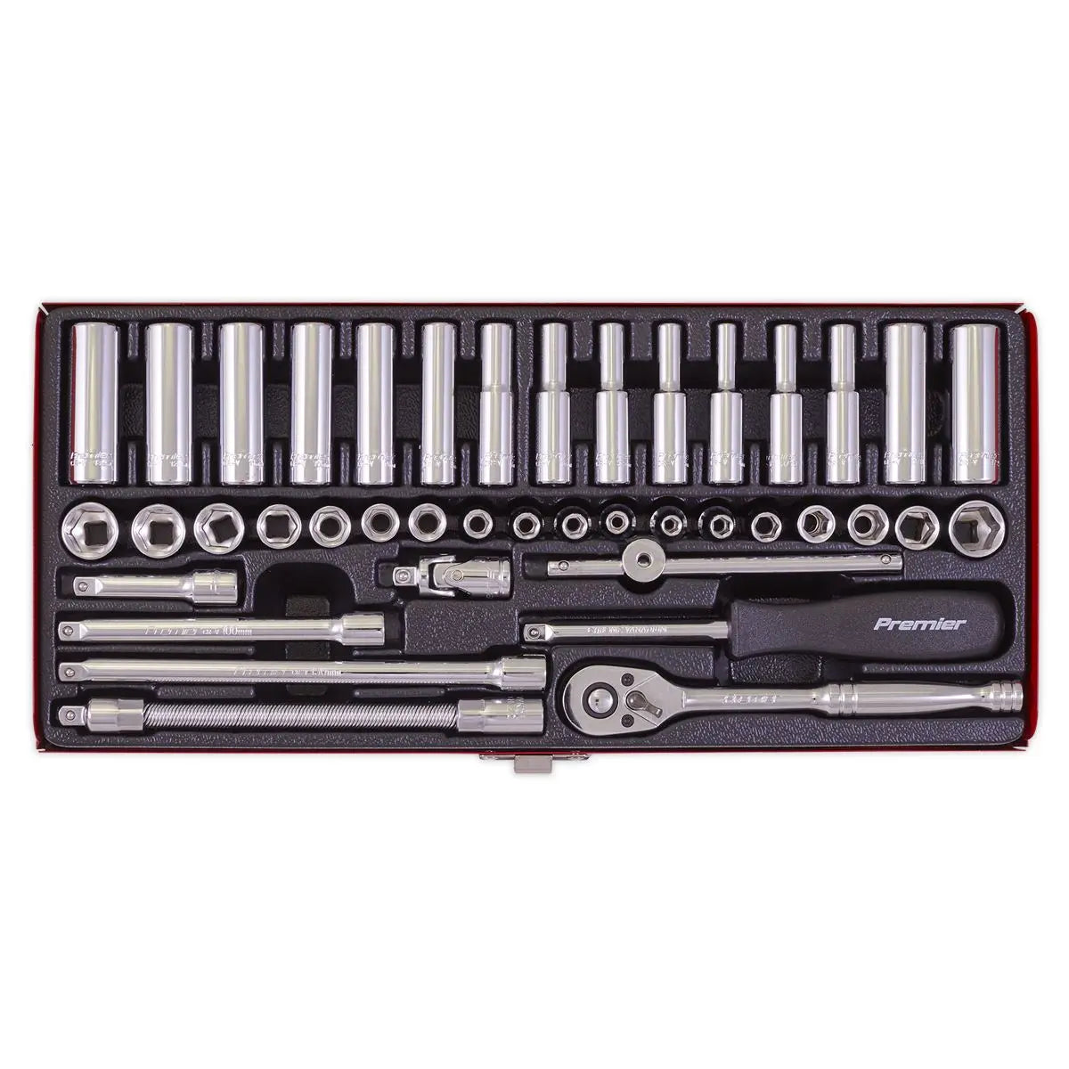 Sealey Premier Socket Set 41pc 1/4"Sq Drive 6pt WallDrive® - Metric/Imperial 