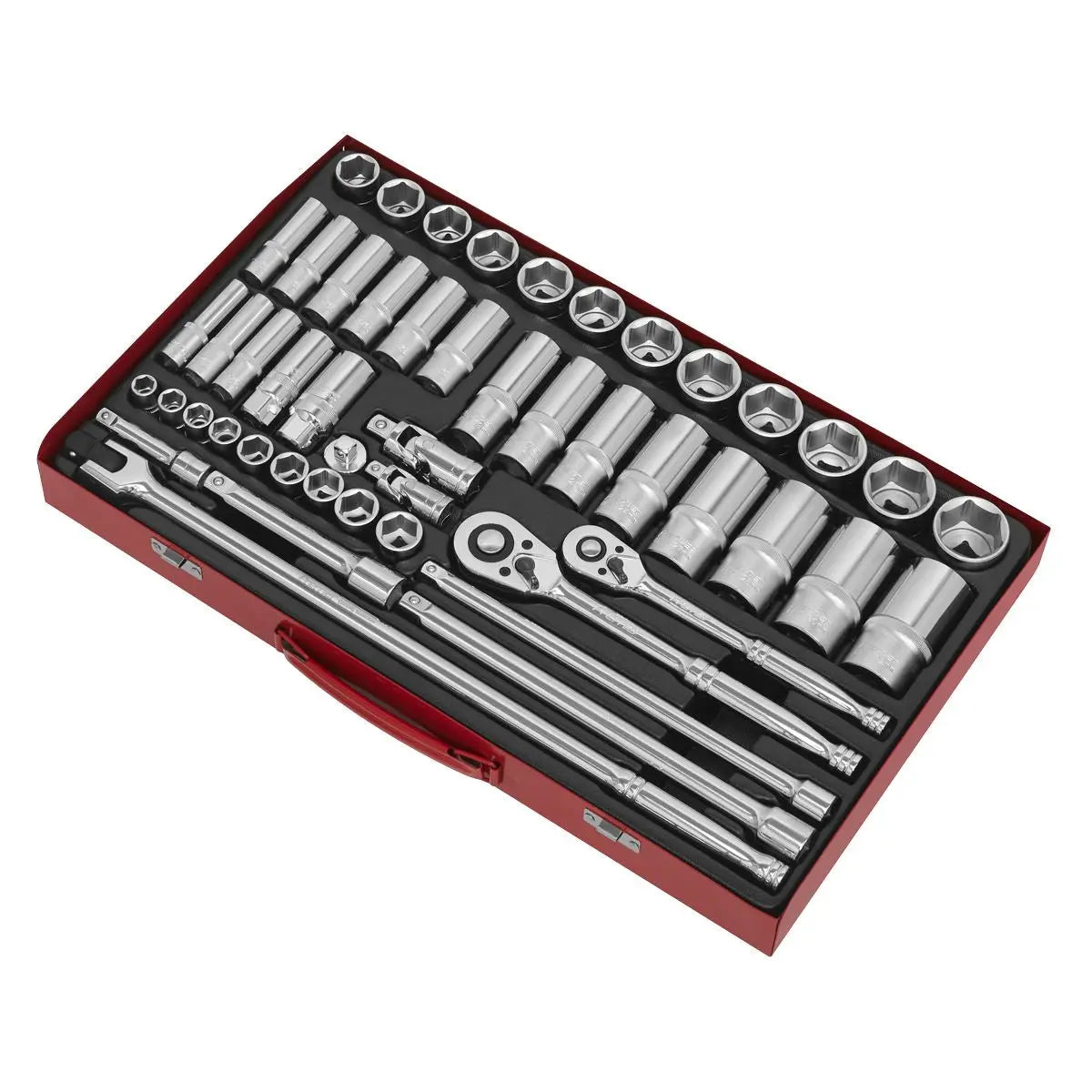 Sealey Premier Socket Set 50pc 3/8" & 1/2"Sq Drive 6pt WallDrive® - Metric 