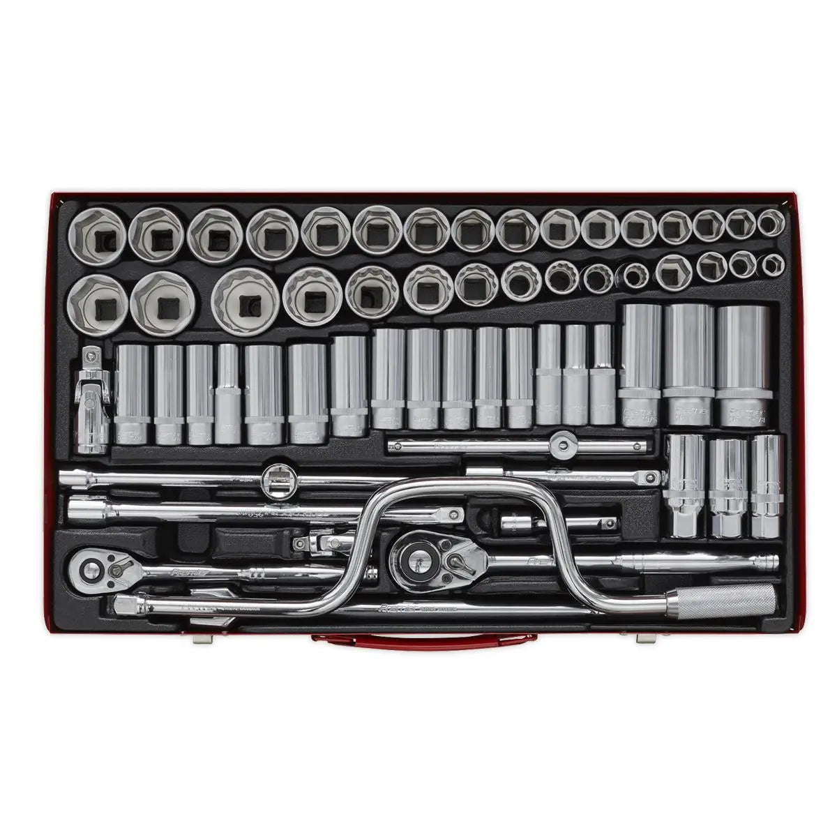 Sealey Premier Socket Set 64pc 3/8" & 1/2"Sq Drive 6pt WallDrive® - Metric/Imperial 