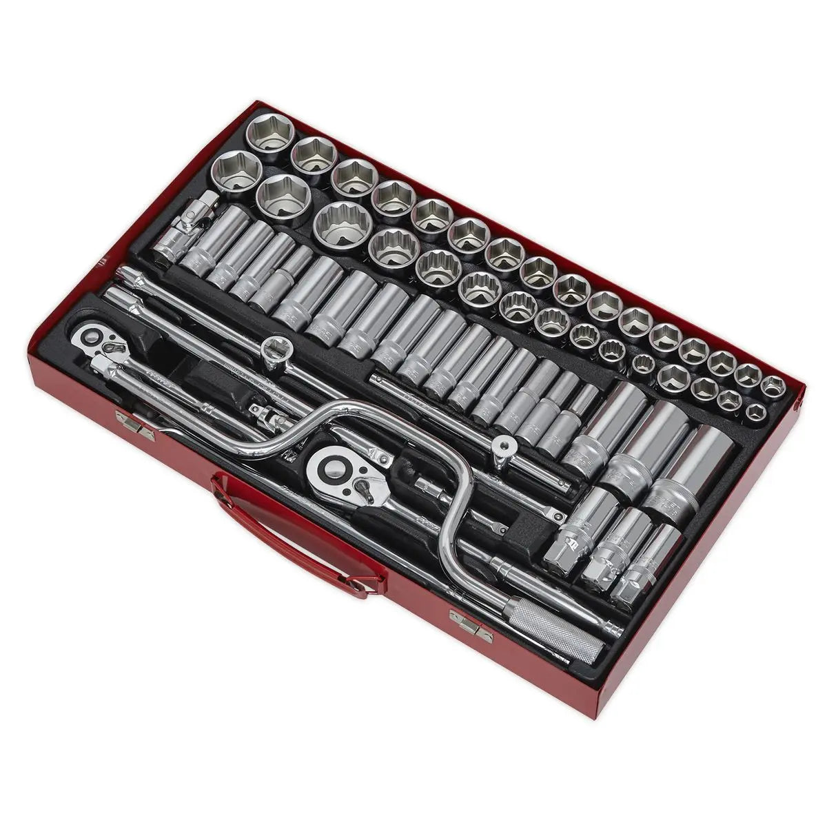 Sealey Premier Socket Set 64pc 3/8" & 1/2"Sq Drive 6pt WallDrive® - Metric/Imperial 