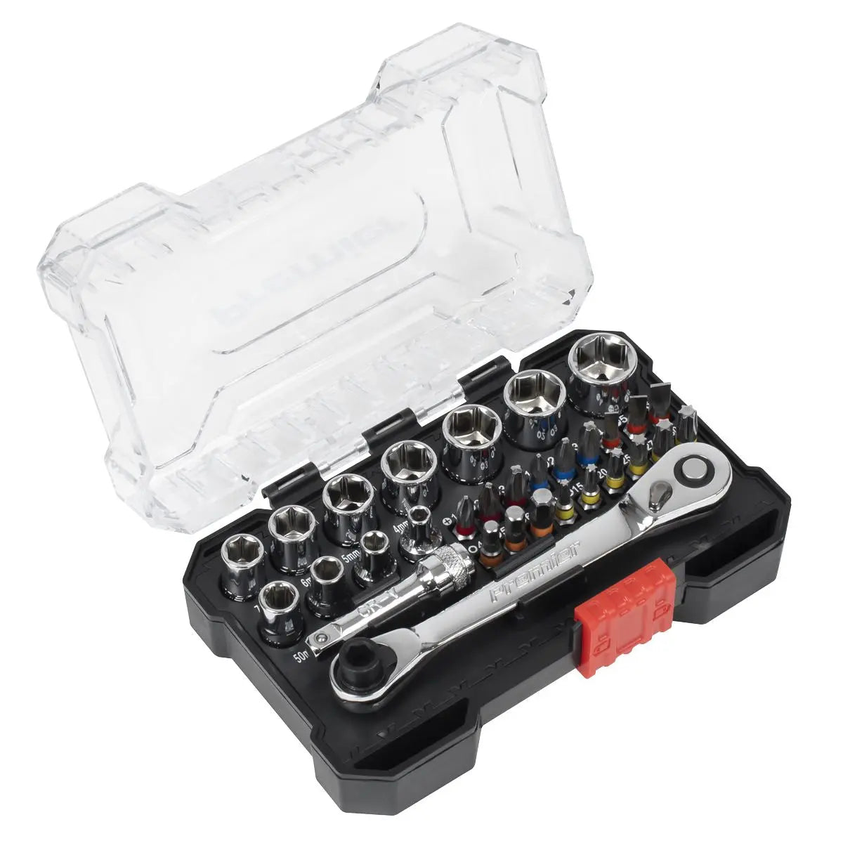 Sealey Premier Socket & Bit Set 1/4"Sq Drive Colour-Coded 31pc  White Rose Tools