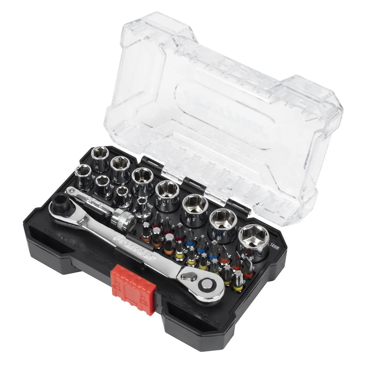 Sealey Premier Socket & Bit Set 1/4"Sq Drive Colour-Coded 31pc  White Rose Tools