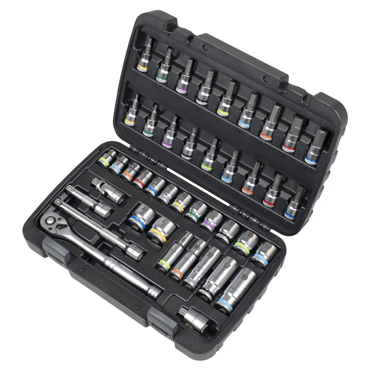 Sealey Premier Socket & Socket Bit Set 3/8"Sq Drive 42pc  White Rose Tools