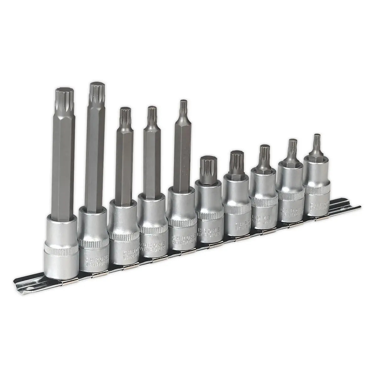 Sealey Premier Spline Socket Bit Set 10pc 1/2"Sq Drive 