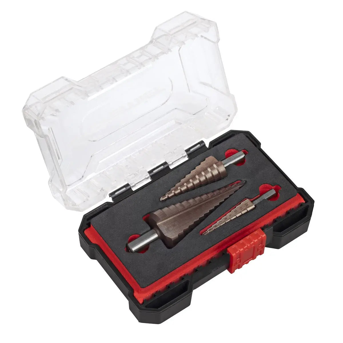 Sealey Premier Straight Flute HSS Cobalt Step Drill Bit Set 3pc  White Rose Tools