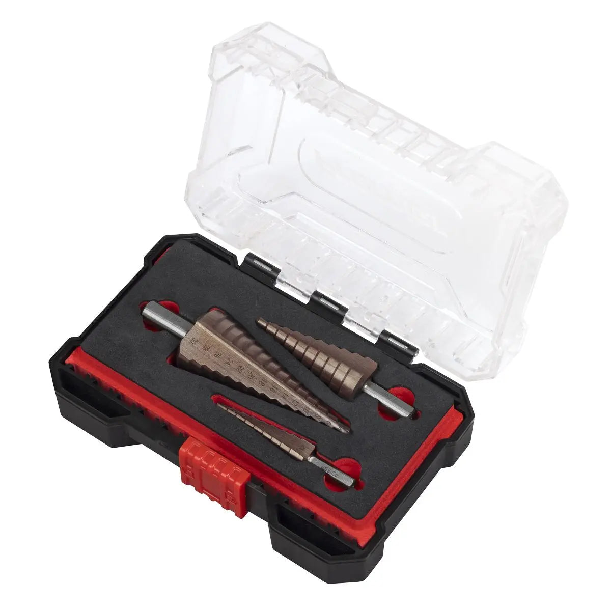 Sealey Premier Straight Flute HSS Cobalt Step Drill Bit Set 3pc  White Rose Tools