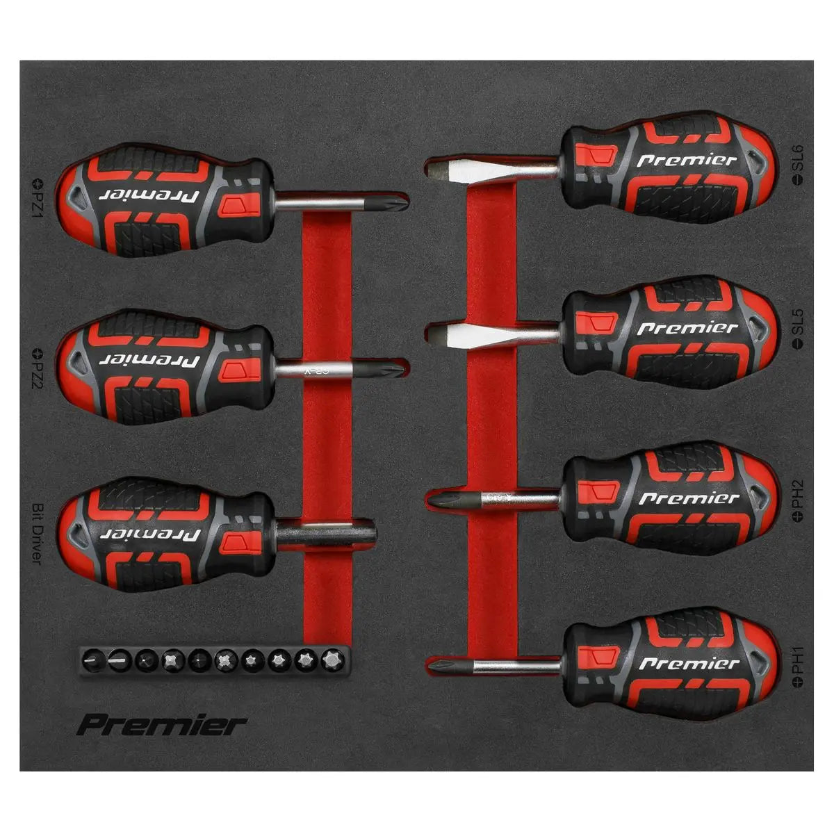 Sealey Premier Stubby Screwdriver Set 17pc GripMAX®  White Rose Tools
