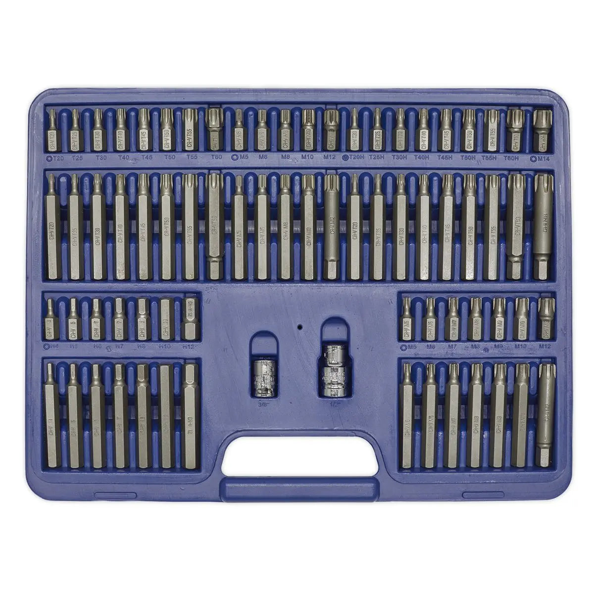Sealey Premier TRX-Star/Security TRX-Star/Hex/Ribe/Spline Bit Set 74pc 3/8" & 1/2"Sq Drive 