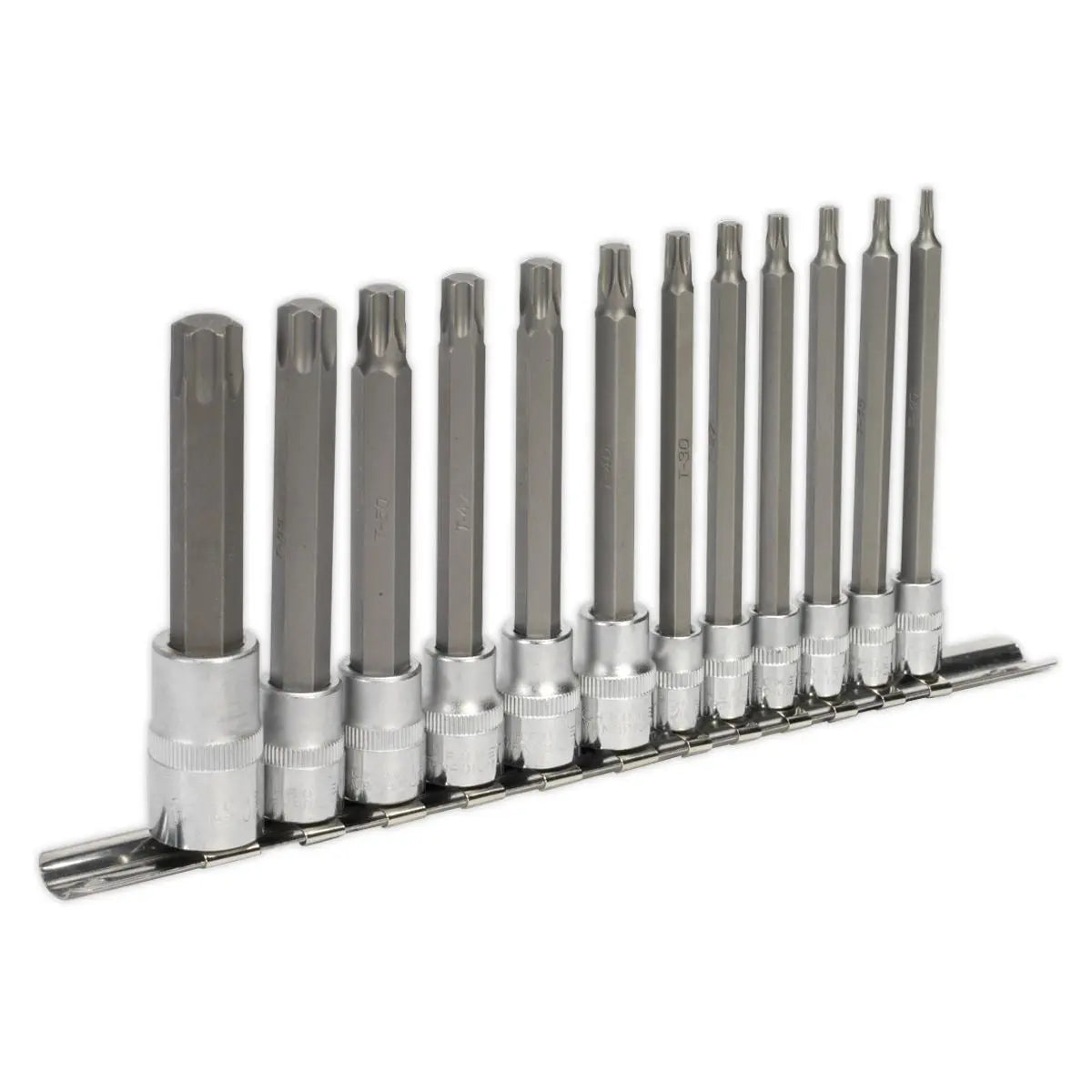 Sealey Premier TRX-Star* Socket Bit Set 12pc 1/4", 3/8" & 1/2"Sq Drive 100mm 