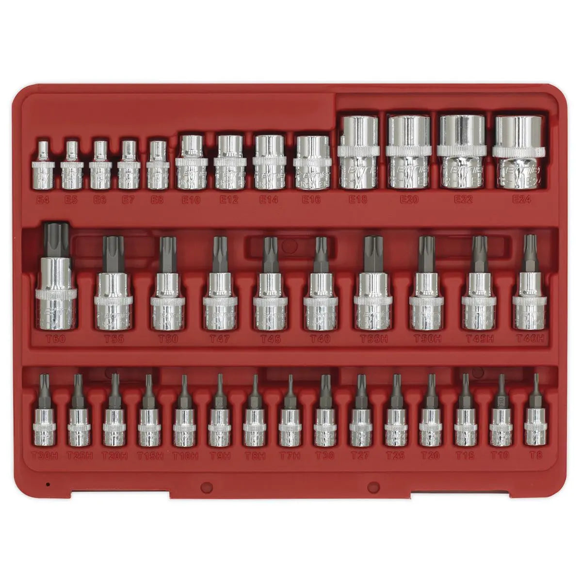 Sealey Premier TRX-Star* Socket & Security Socket Bit Set 38pc 1/4", 3/8" & 1/2"Sq Drive 