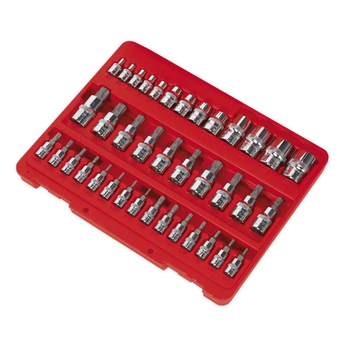 Sealey Premier TRX-Star* Socket & Security Socket Bit Set 38pc 1/4", 3/8" & 1/2"Sq Drive 