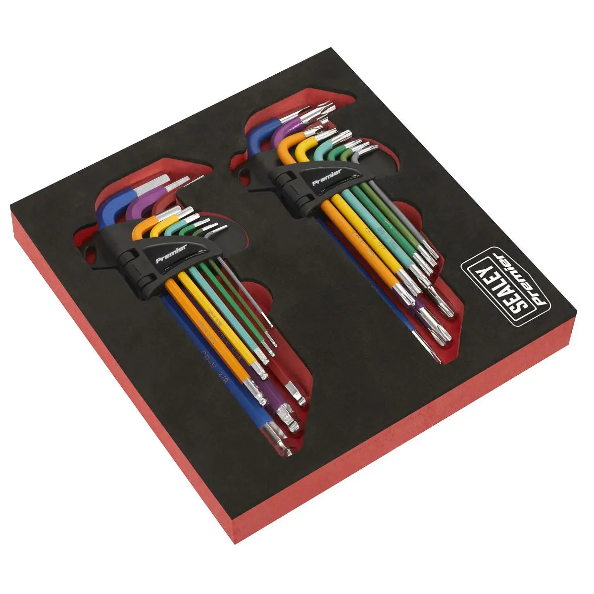 Sealey Premier TRX-Star* & Ball-End Hex Key Set 18pc Long Anti-Slip  White Rose Tools