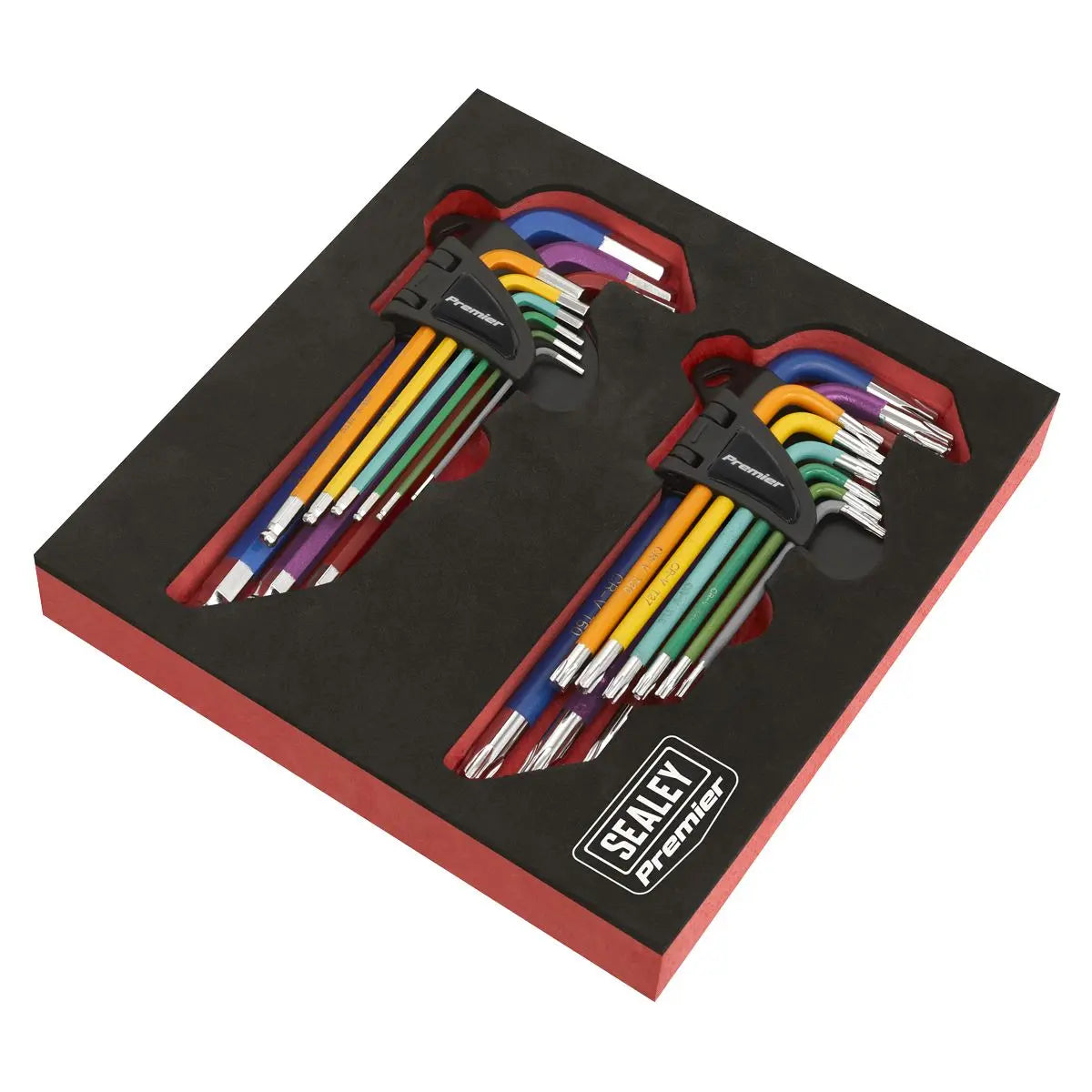 Sealey Premier TRX-Star* & Ball-End Hex Key Set 18pc Long Anti-Slip  White Rose Tools