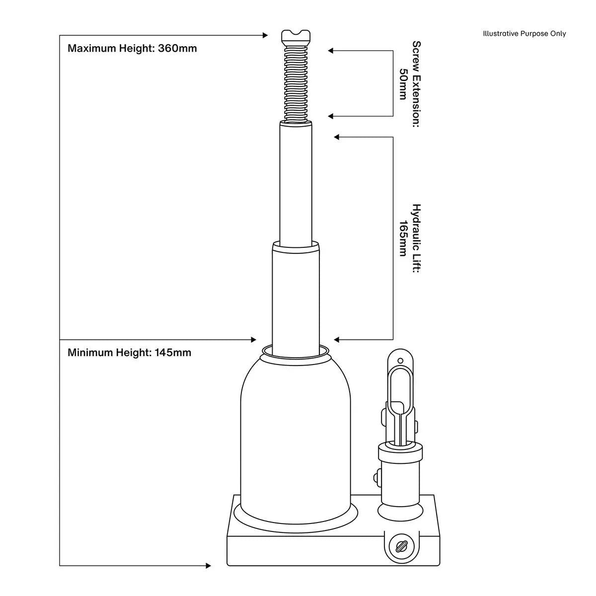 Sealey Premier Telescopic Bottle Jack 2 Tonne 