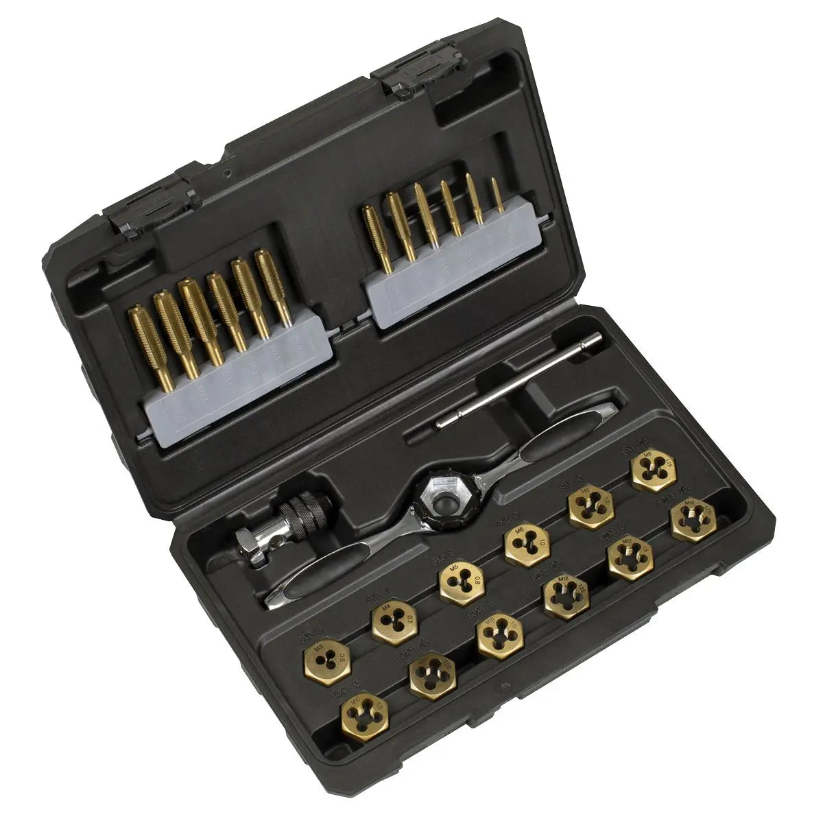 Sealey Premier Titanium Coated Hexagonal Tap & Die Set 26pc  White Rose Tools