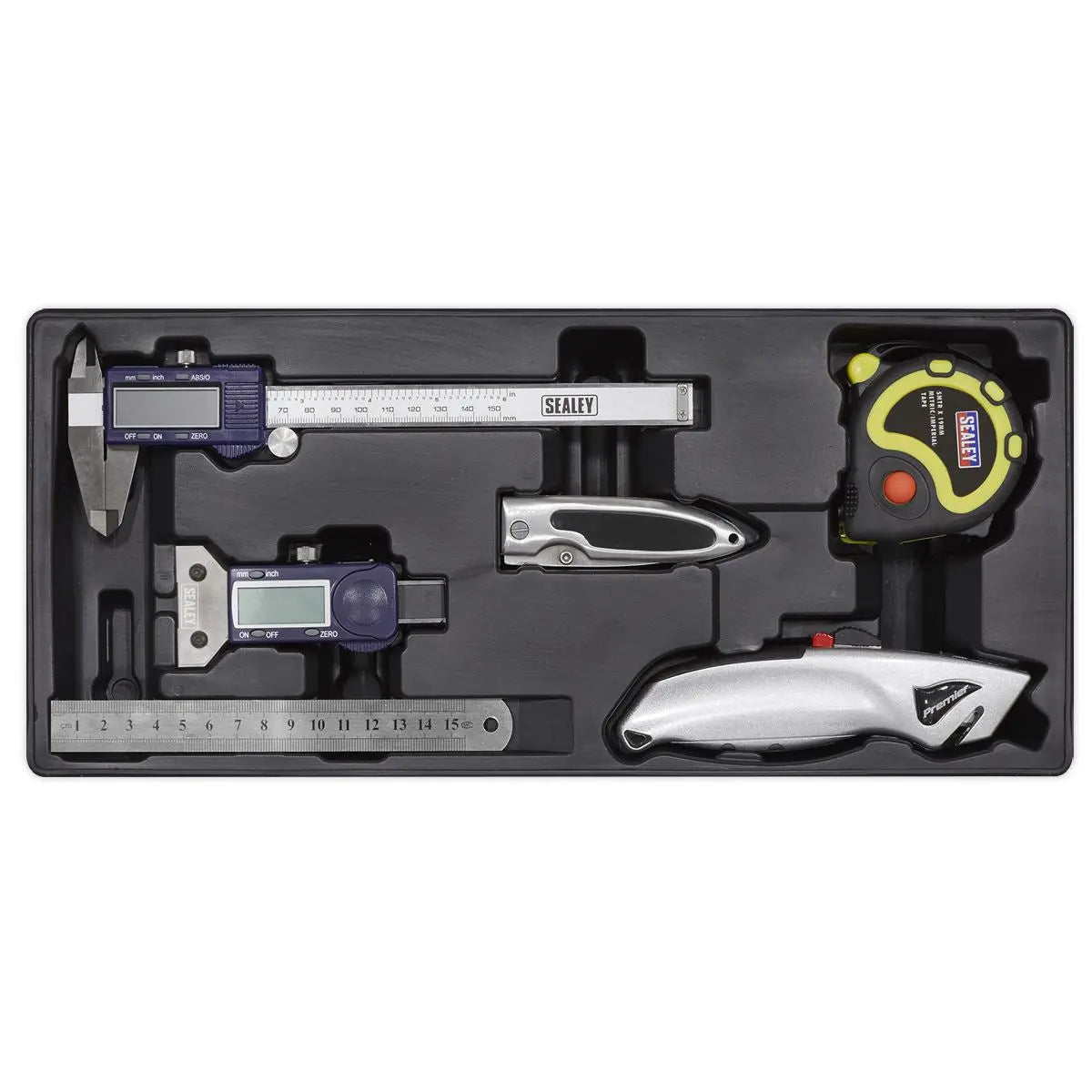 Sealey Premier Tool Tray with Measuring & Cutting Set 6pc 