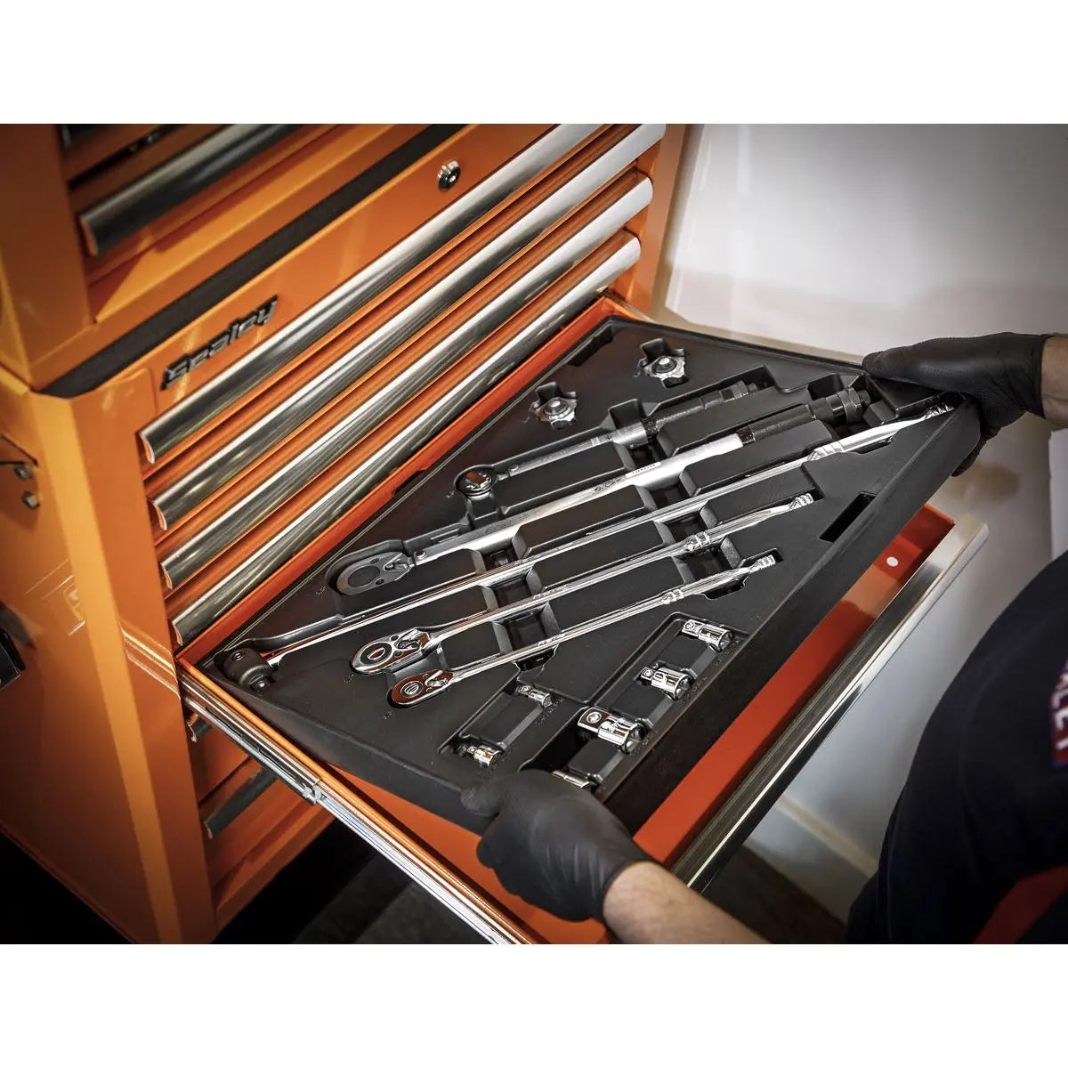 Sealey Premier Tool Tray with Ratchet, Torque Wrench, Breaker Bar & Socket Adaptor Set 13pc 
