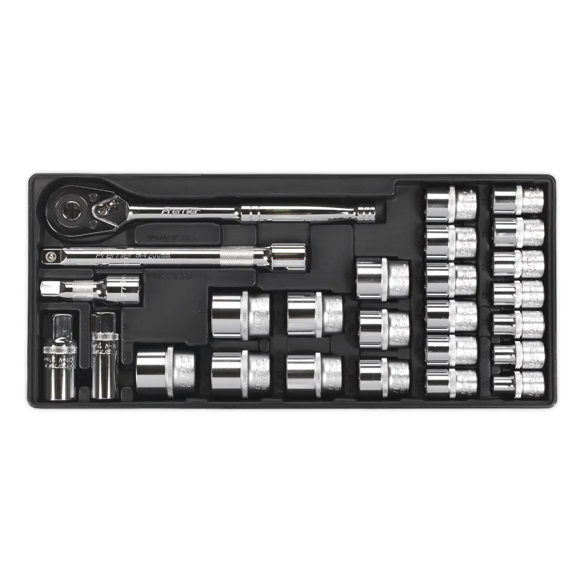 Sealey Premier Tool Tray with Socket Set 26pc 1/2"Sq Drive 