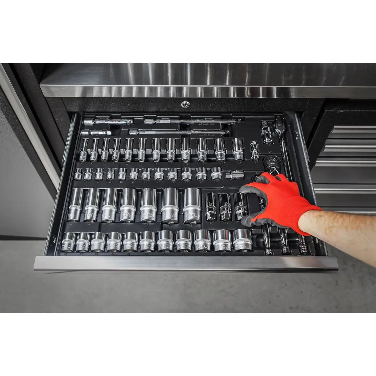 Sealey Premier Tool Tray with Socket Set 55pc 3/8" & 1/2"Sq Drive 