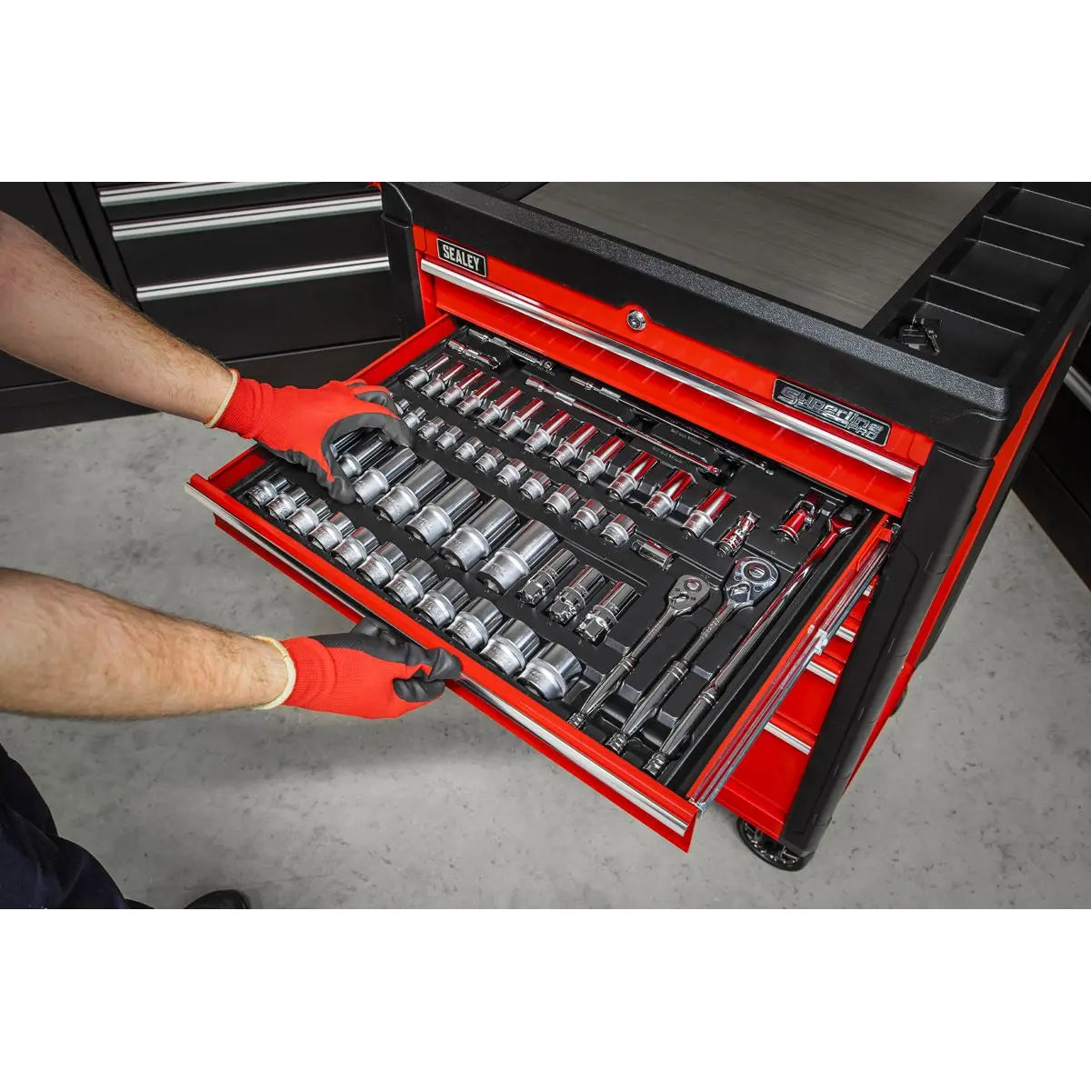 Sealey Premier Tool Tray with Socket Set 55pc 3/8" & 1/2"Sq Drive 
