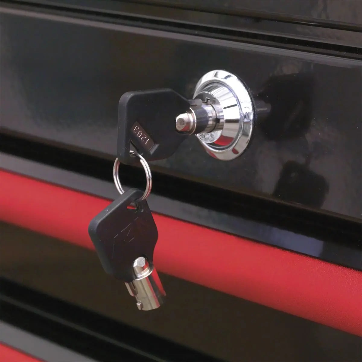 Sealey Premier Topchest 4 Drawer Retro Style - Black with Red Anodised Drawer Pulls 