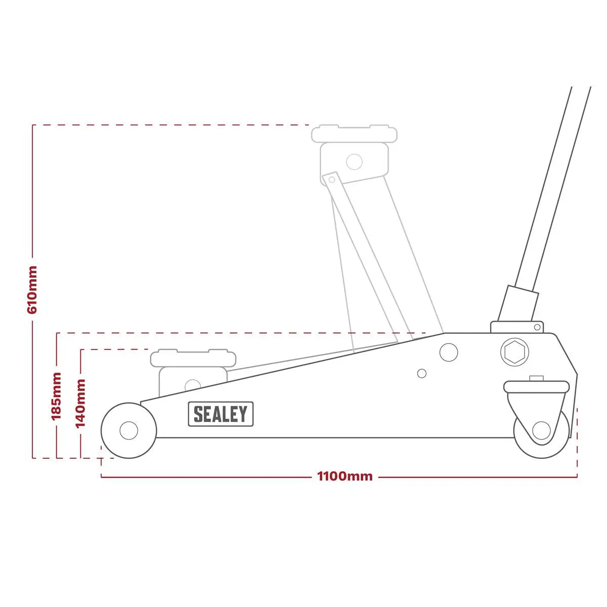 Sealey Premier Trolley Jack 3 Tonne European Style 