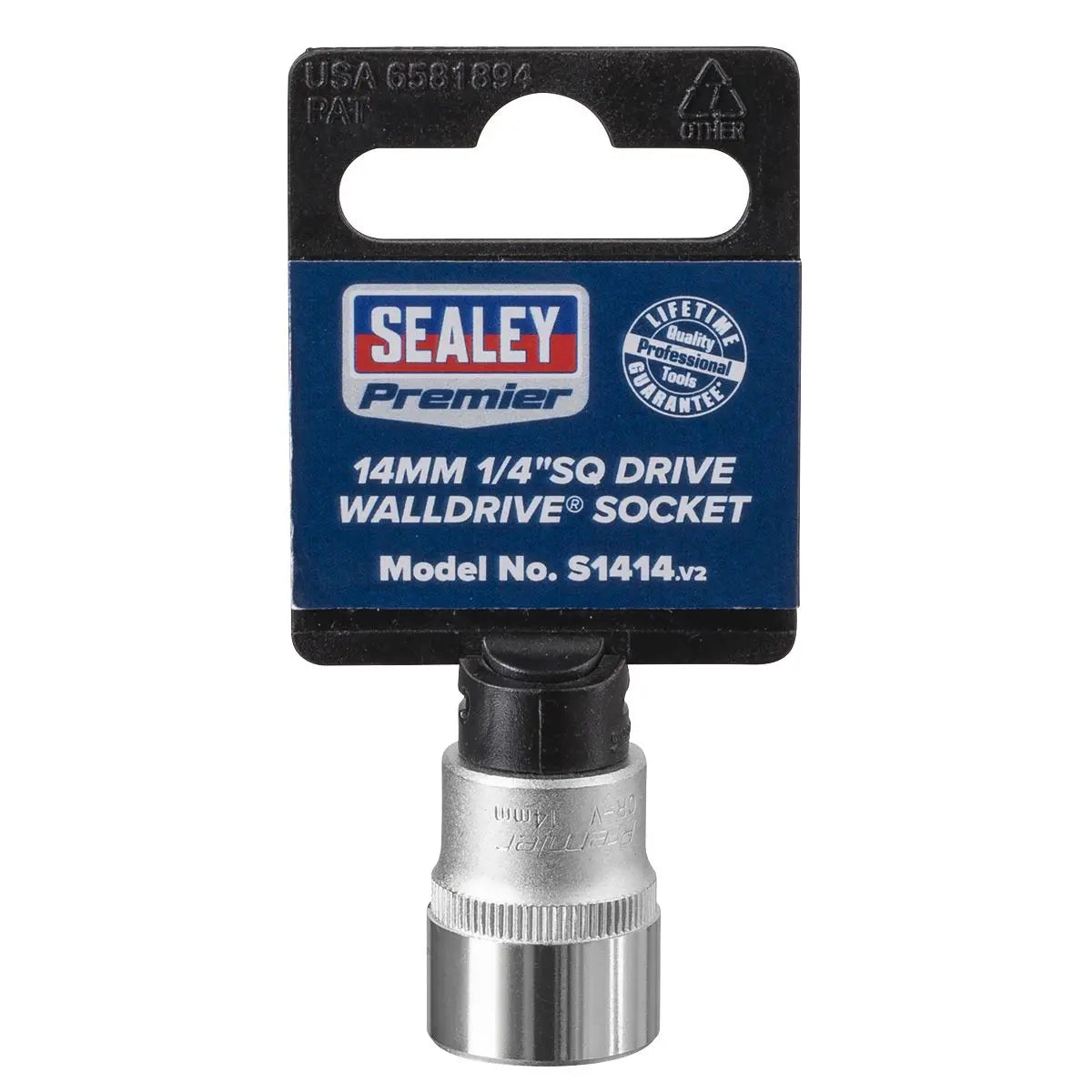 Sealey Premier WallDrive® Socket 14mm 1/4"Sq Drive 