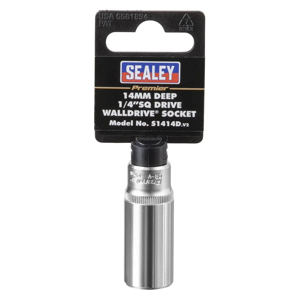 Sealey Premier WallDrive® Socket 14mm Deep 1/4"Sq Drive 
