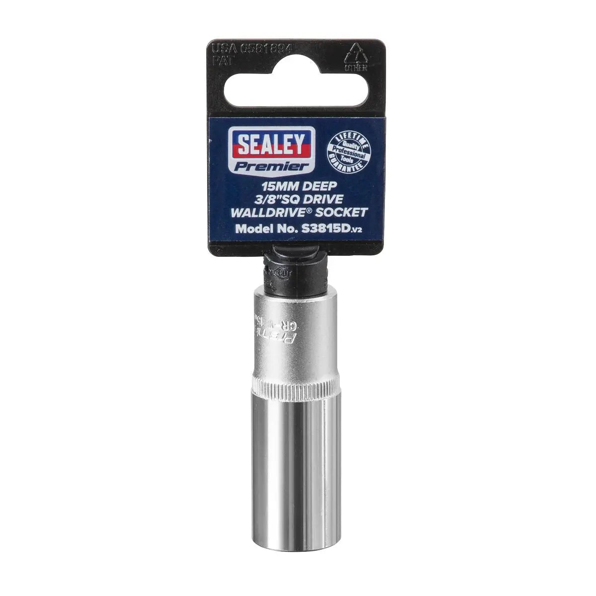 Sealey Premier WallDrive® Socket 15mm Deep 3/8"Sq Drive 