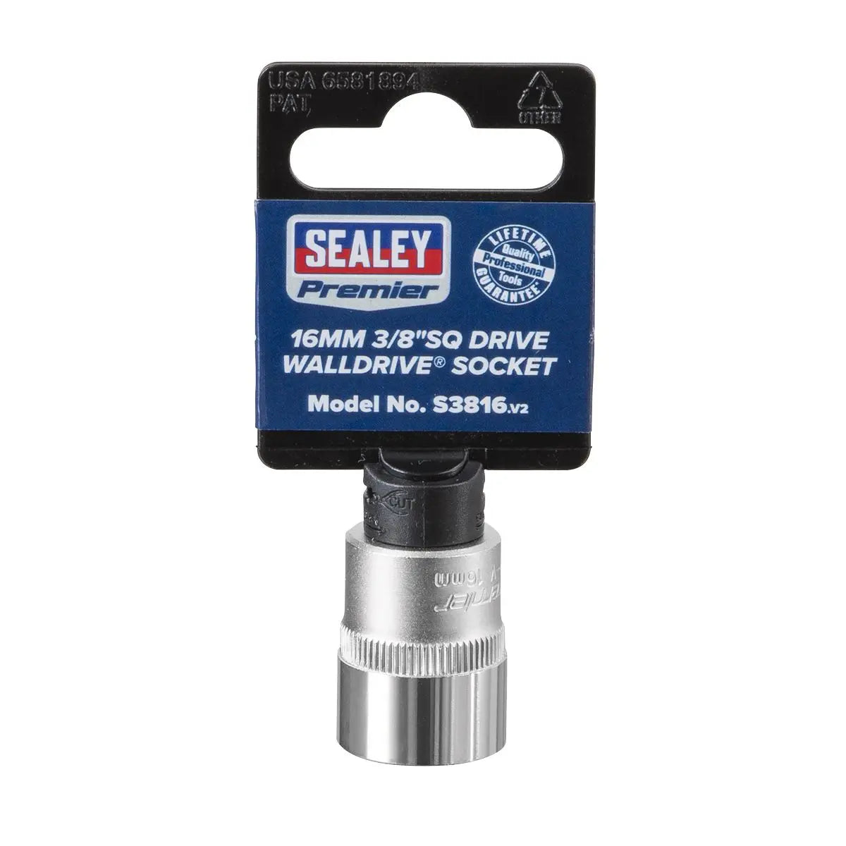 Sealey Premier WallDrive® Socket 16mm 3/8"Sq Drive 