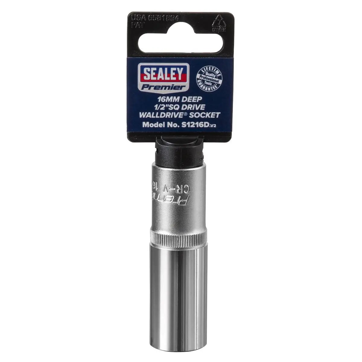 Sealey Premier WallDrive® Socket 16mm Deep 1/2"Sq Drive 