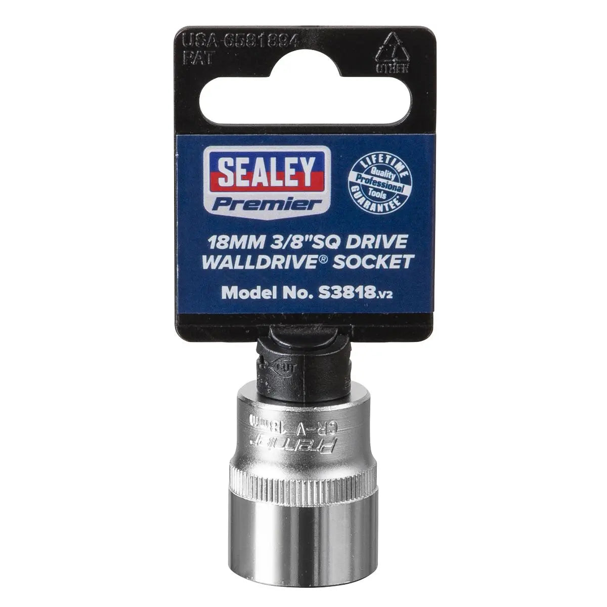 Sealey Premier WallDrive® Socket 18mm 3/8"Sq Drive 